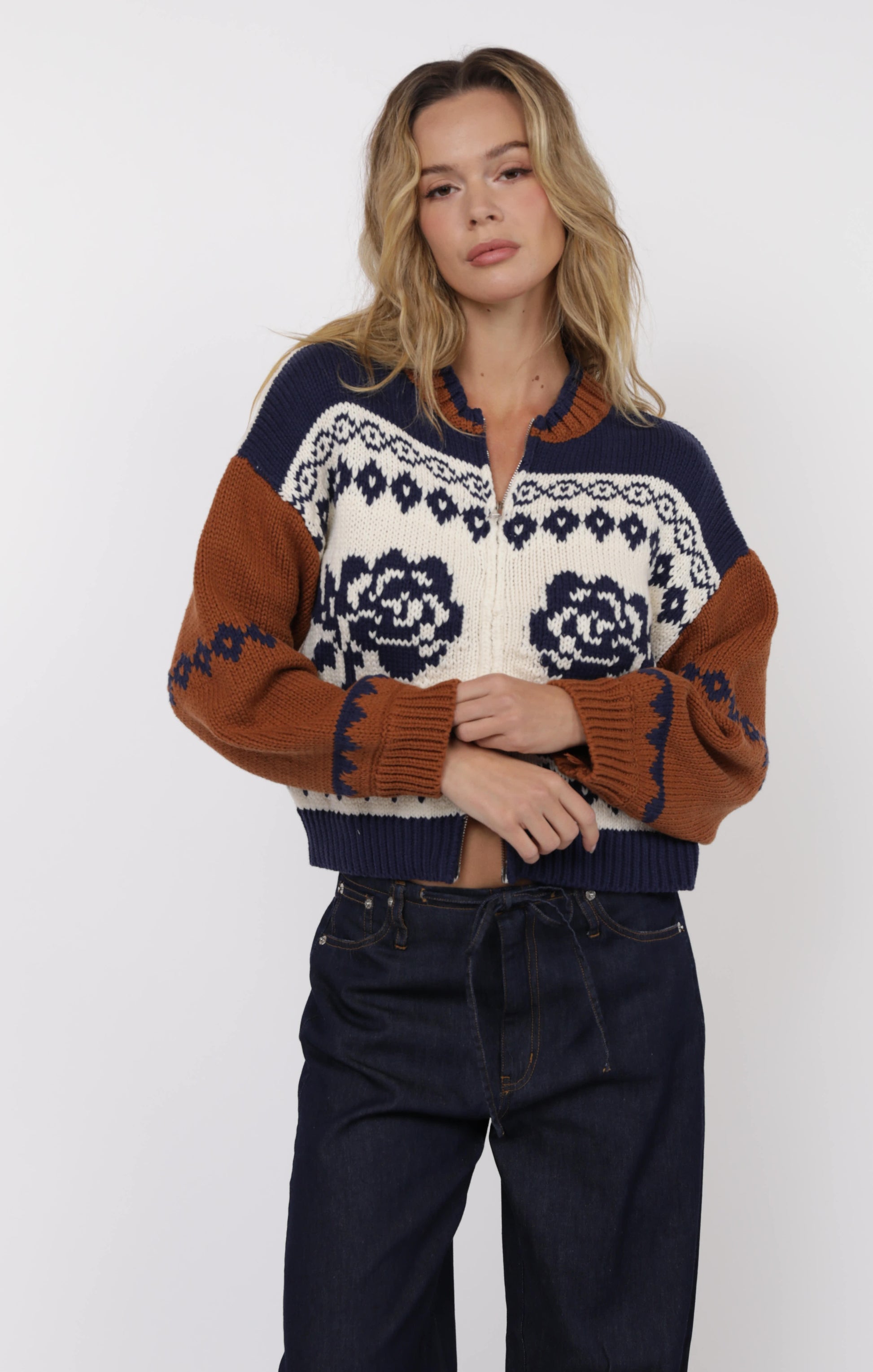 sage the label sweet rose sweater jacket