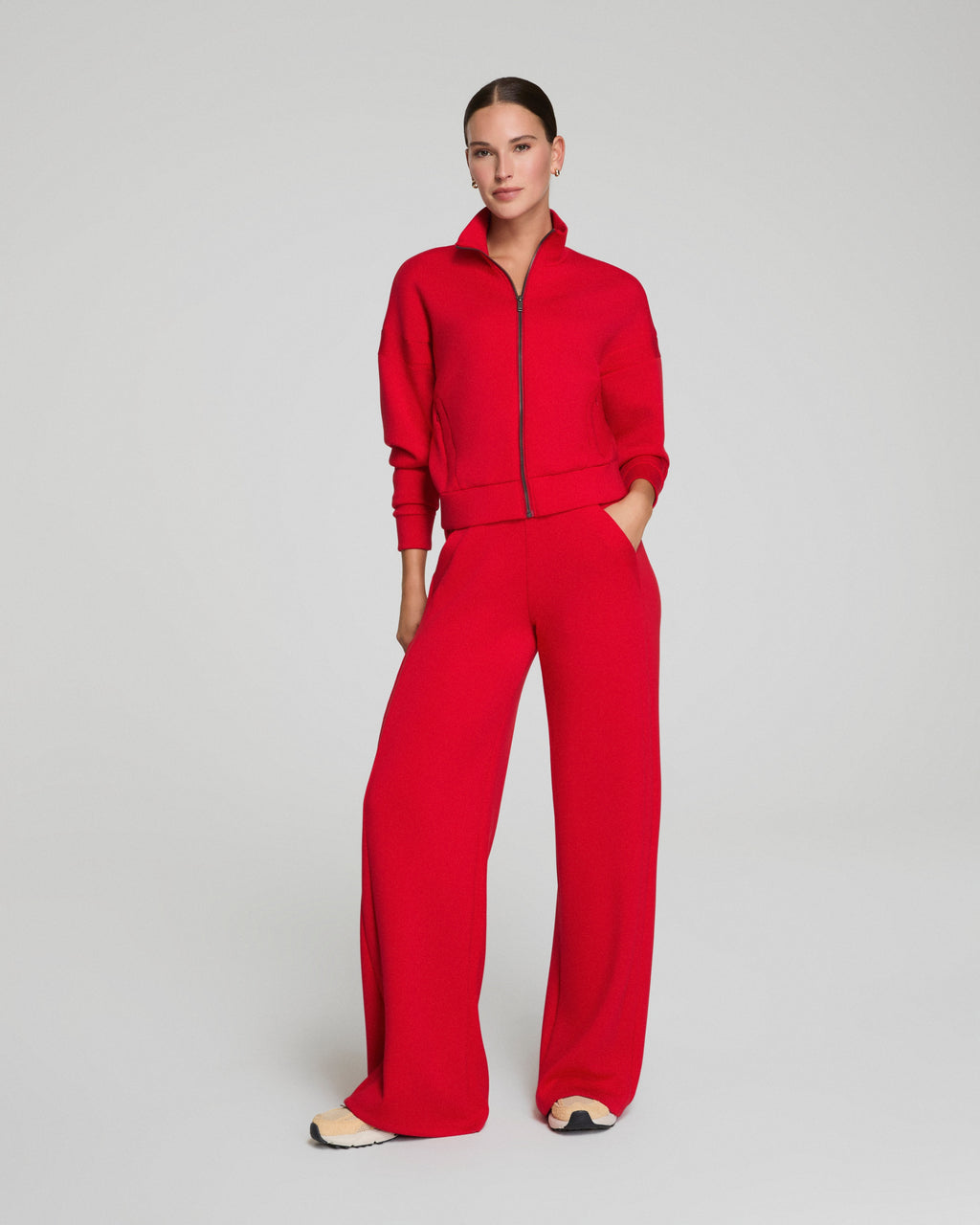 spanx air essentials track pant in red