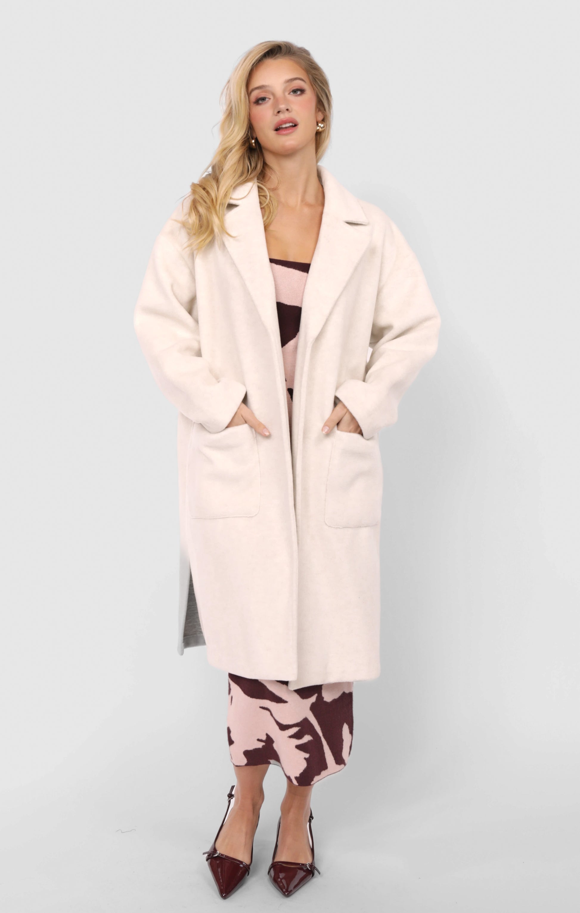 sadie and sage out of town open front coat in ivory