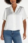 liverpool short sleeve camp collar woven blouse in whipped cream