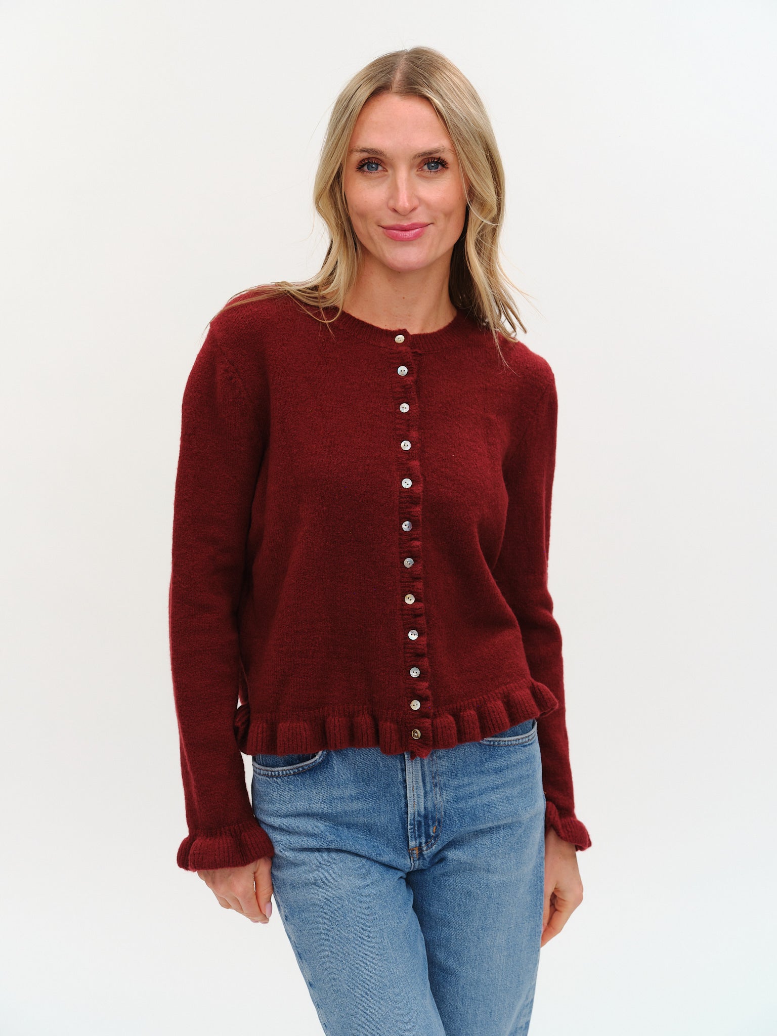 six fifty chelsea cardigan in burgundy