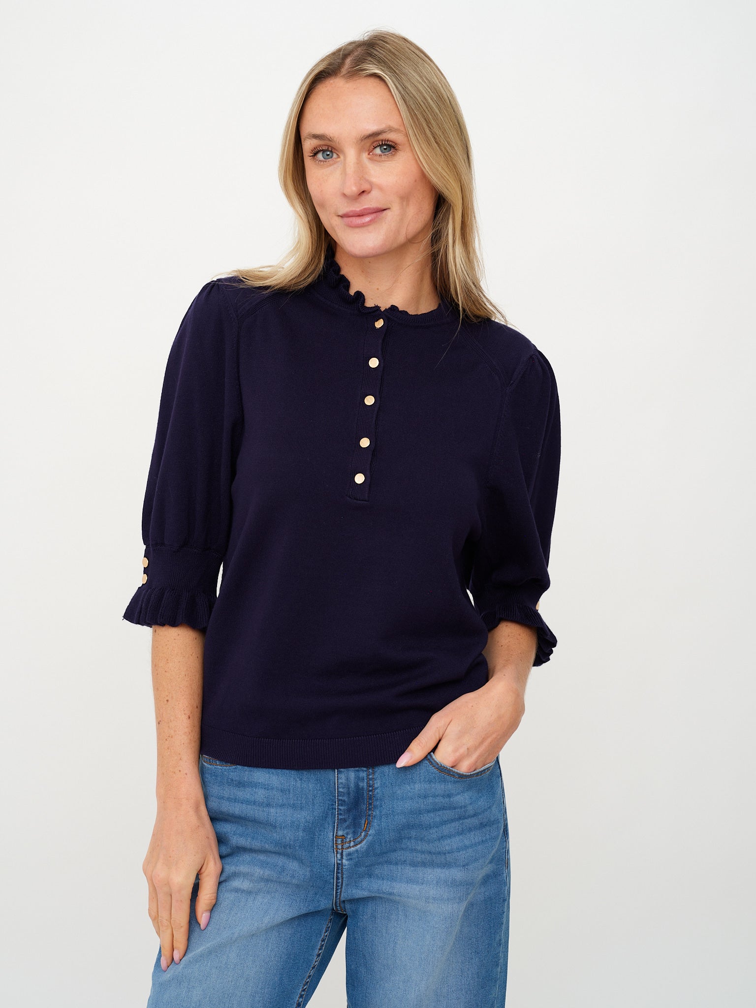 six fifty daphne top in navy