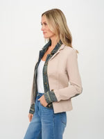 six fifty clarissa mixed media jacket in taupe