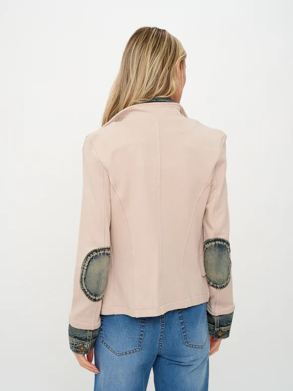 six fifty clarissa mixed media jacket in taupe