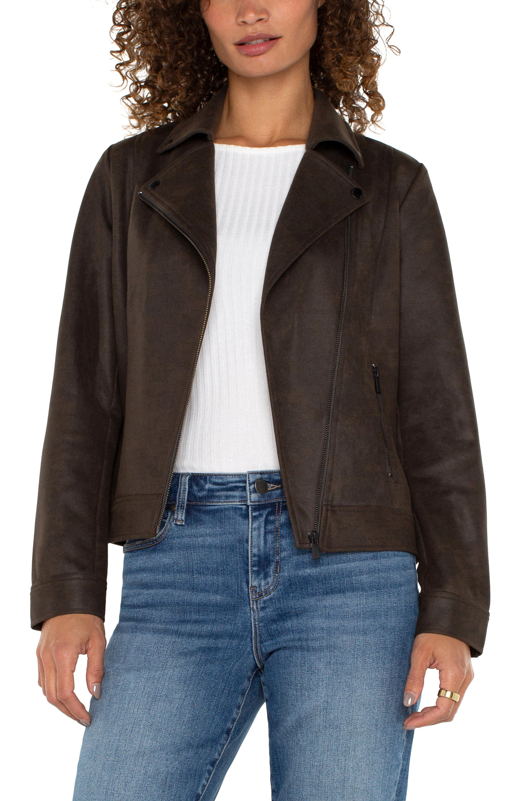 liverpool moto jacket in black olive