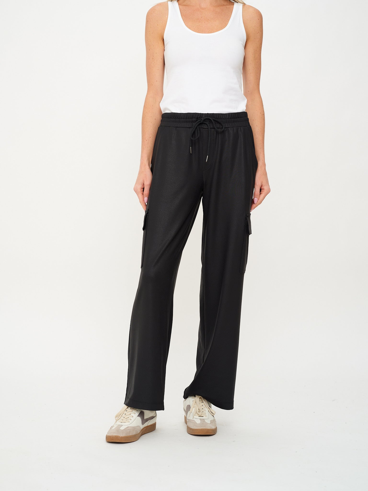 six fifty headline coated cargo in black