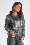 elan metallic sweater in silver