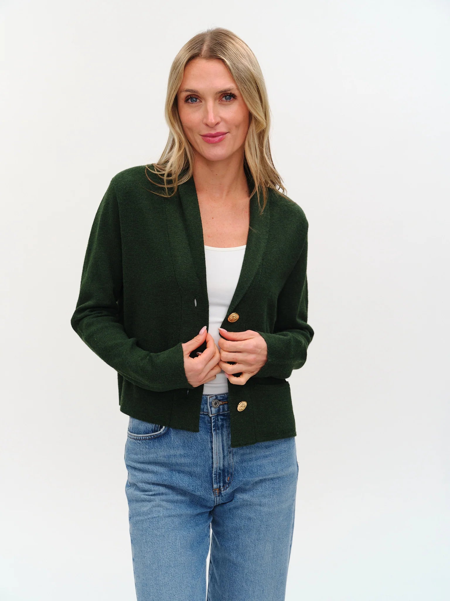 six fifty lynn shawl lapel knit blazer in olive