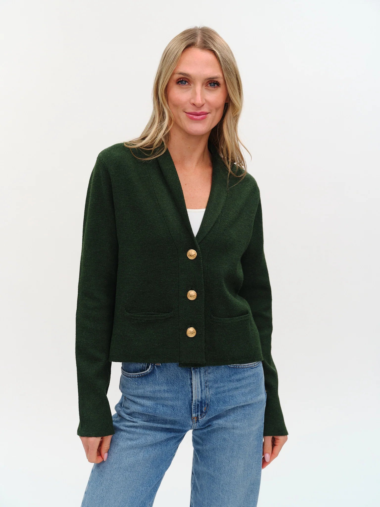 six fifty lynn shawl lapel knit blazer in olive