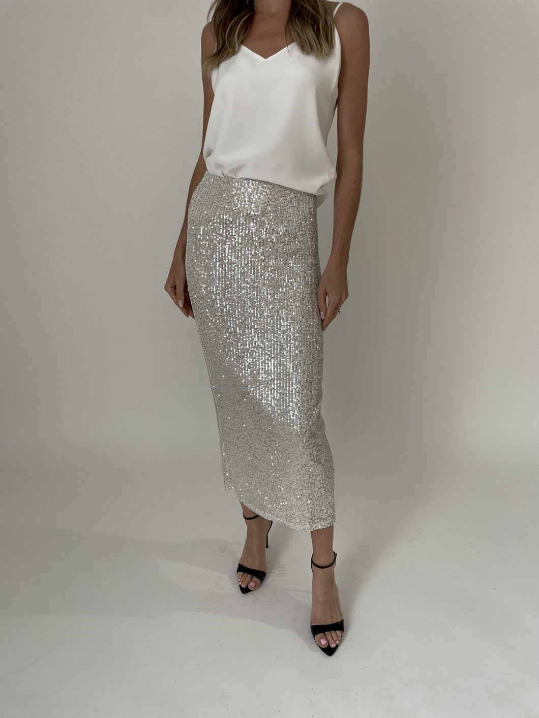 six fifty joy pencil skirt in silver