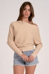 elan off shoulder sweater in sand