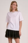 elan rhinestone tee in white