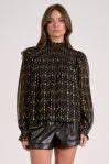 elan geo print blouse in black and gold combo