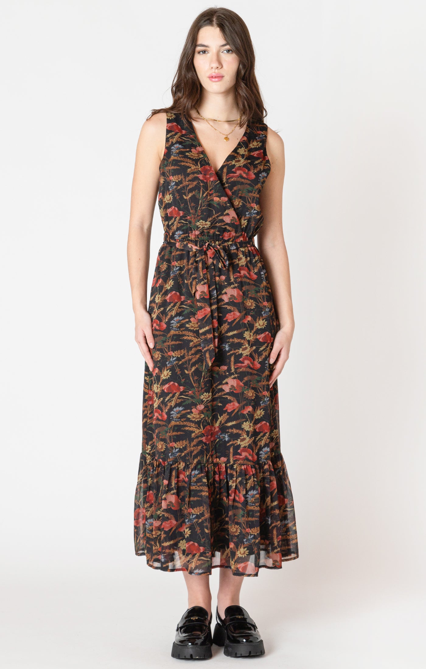 blacktape_ wrap dress in autumn bloom