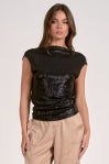 elan sequin tank in chocolate brown