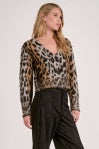 elan sweater cardigan in brown cheetah