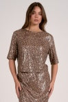 elan sequin crew top in cheetah print