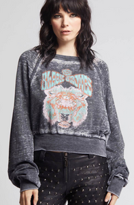 the black crowes cropped sweatshirt in washed black