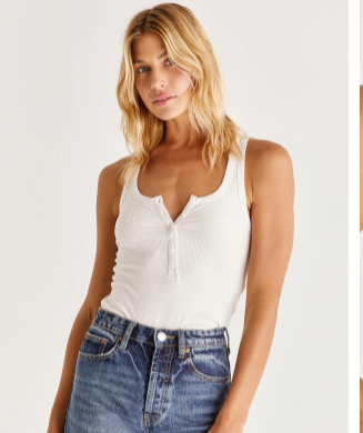 z supply elle brushed rib henley tank sandstone