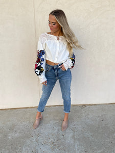 free people meadows embroidered top