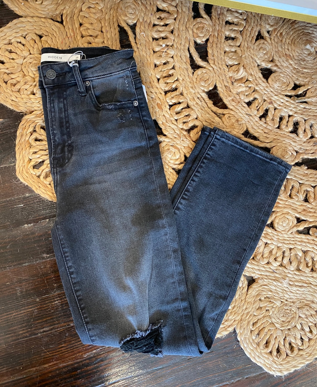 hidden tracey high rise straight jean in charcoal