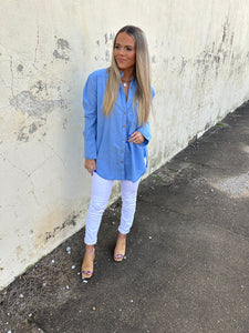 free people manchester solid top in blue combo