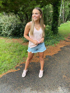 z supply organic v-neck tank in silver pink