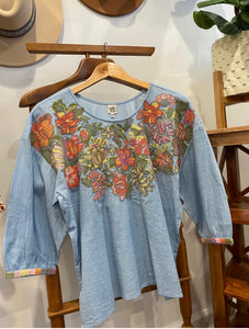 ivy jane roses tapestry top in blue